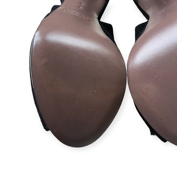 Like New Coach BEA Black Rabbit Fur Slingback Peep Toe Heels, sz 5 - Picture 14 of 15